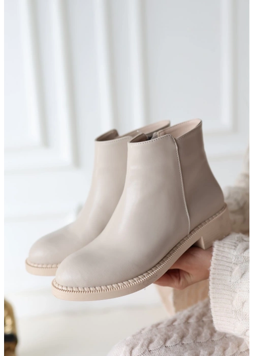 Moed Bej Cilt Topuklu Bot