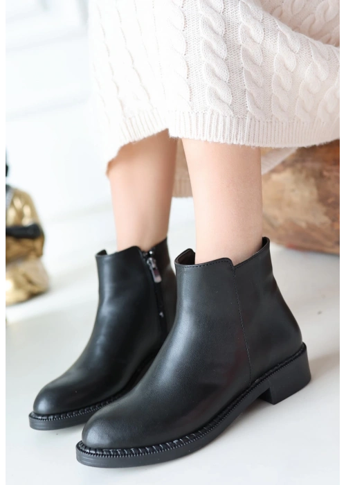 Moed Siyah Cilt Topuklu Bot