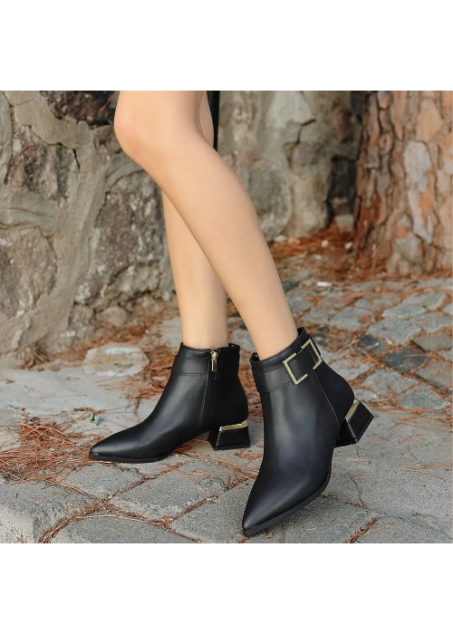 Mona Siyah Cilt Topuklu Bot