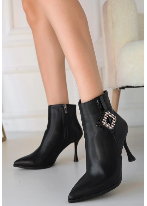 Moose Siyah Cilt Topuklu Bot