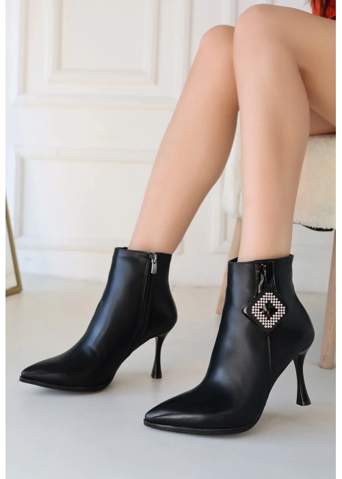 Moose Siyah Cilt Topuklu Bot