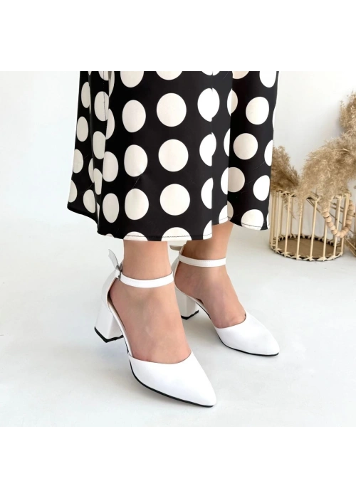 Mulen Beyaz Cilt Topuklu Ayakkabı