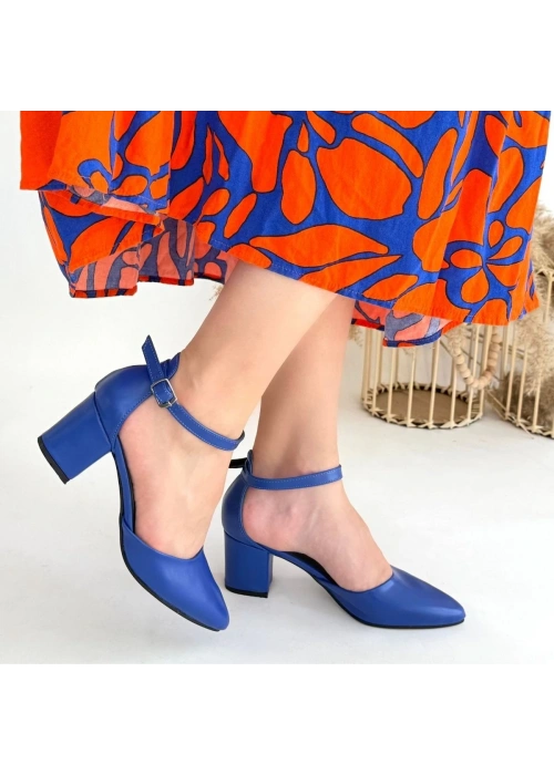 Mulen Mavi Cilt Topuklu Ayakkabı