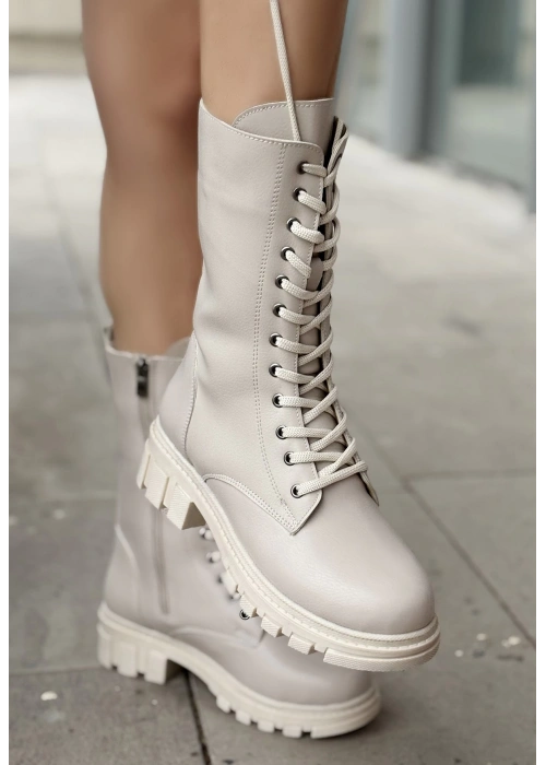 Nabah Bej Cilt Bağcıklı Bot