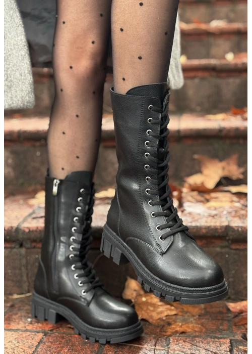 Nabah Siyah Cilt Bağcıklı Bot