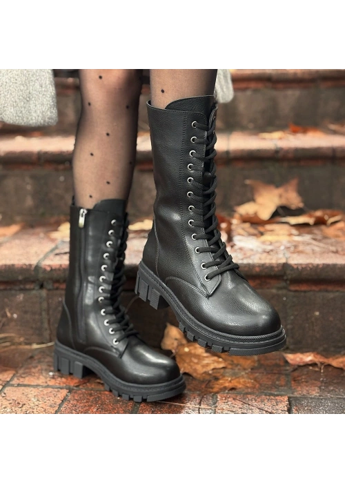 Nabah Siyah Cilt Bağcıklı Bot