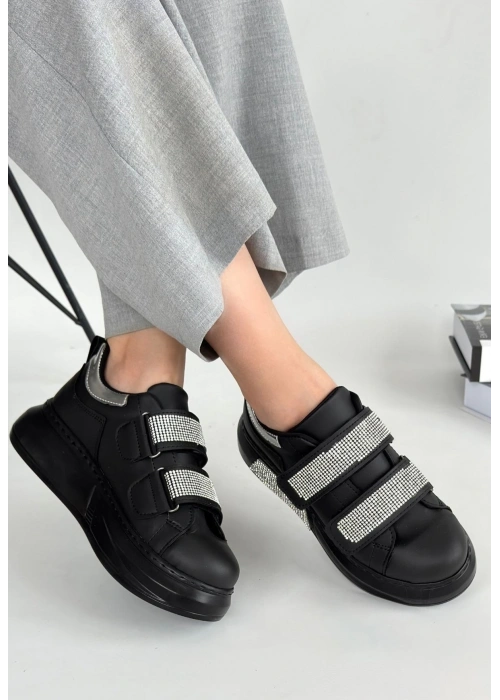 Nino Siyah Cilt Cırt Cırtlı Spor Ayakkabı