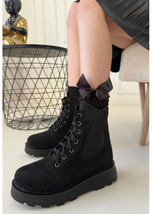 Niori Siyah Süet Bağcıklı Bot