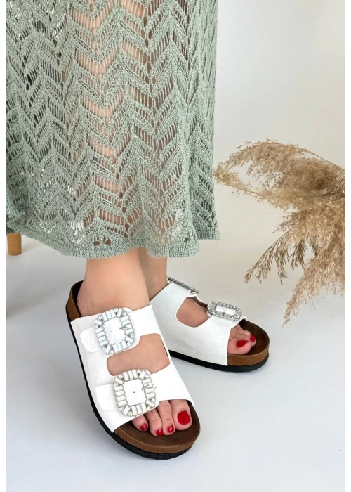 Nool Beyaz Nubuk Terlik