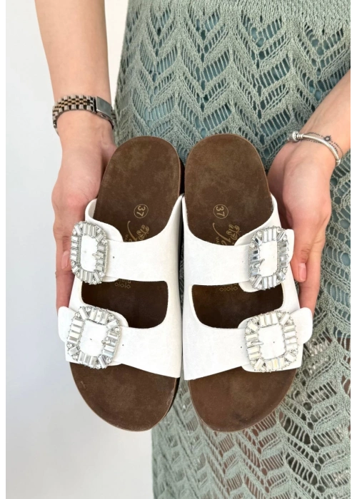 Nool Beyaz Nubuk Terlik