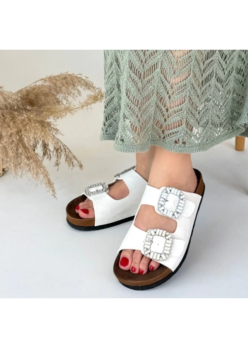 Nool Beyaz Nubuk Terlik