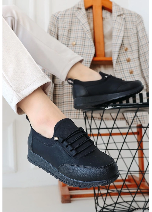 Oles Siyah Cilt Babet Ayakkabı