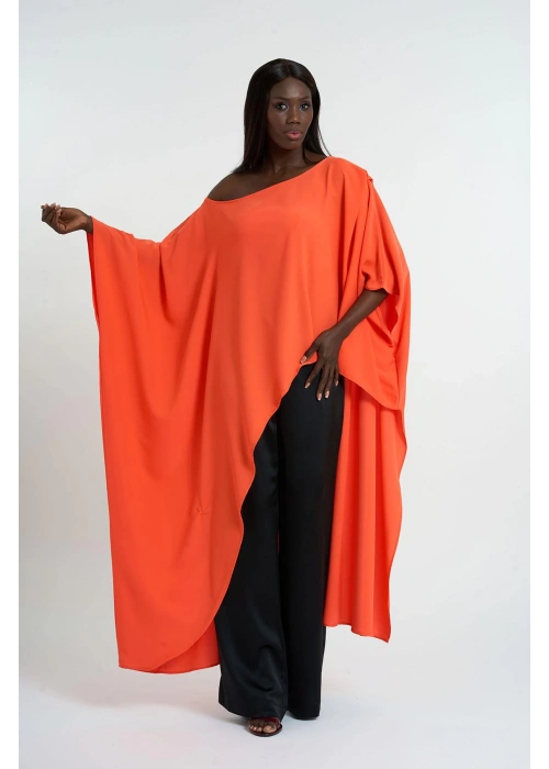 One Shoulder Asymmetric Blouse | Orange