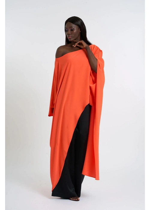 One Shoulder Asymmetric Blouse | Orange