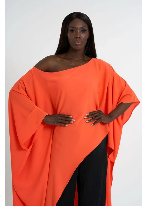 One Shoulder Asymmetric Blouse | Orange