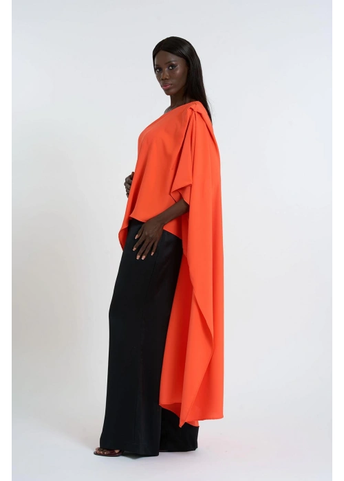 One Shoulder Asymmetric Blouse | Orange