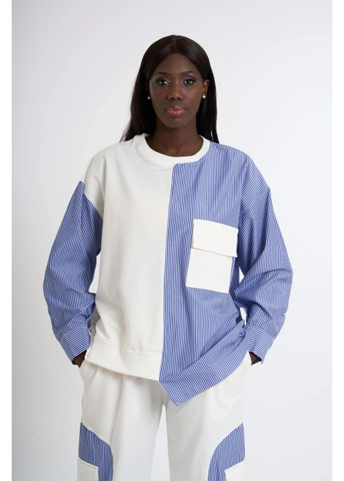 Panelled Sweatpants Set with Pocket Details | Navy blue