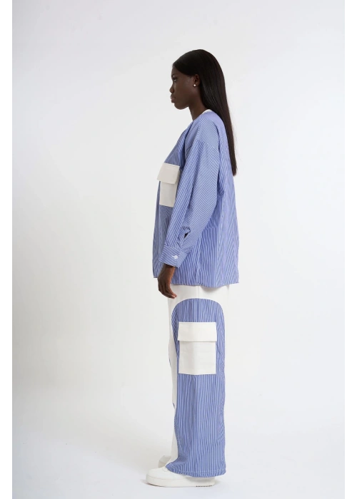 Panelled Sweatpants Set with Pocket Details | Navy blue