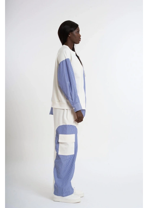 Panelled Sweatpants Set with Pocket Details | Navy blue