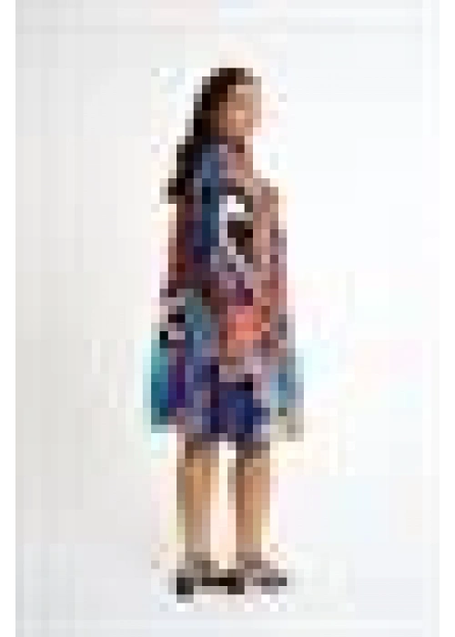 Patterned Ruffle Dress | Blue