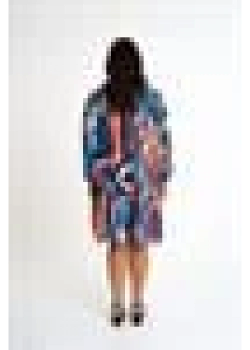 Patterned Ruffle Dress | Blue