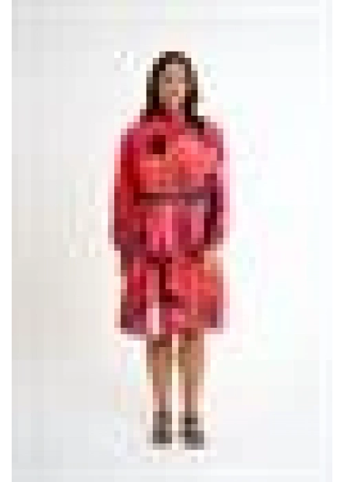 Patterned Ruffle Dress | Red