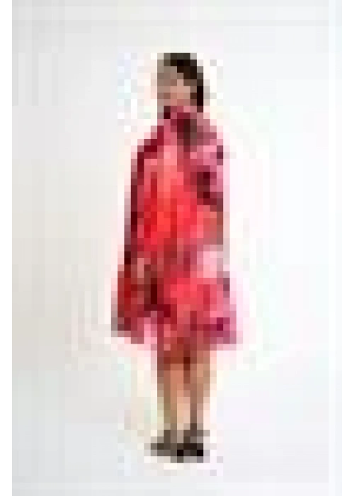 Patterned Ruffle Dress | Red