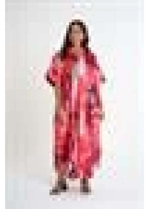 Patterned V-Neck Dress | Red