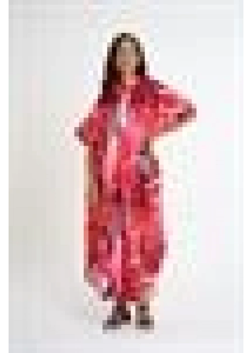 Patterned V-Neck Dress | Red