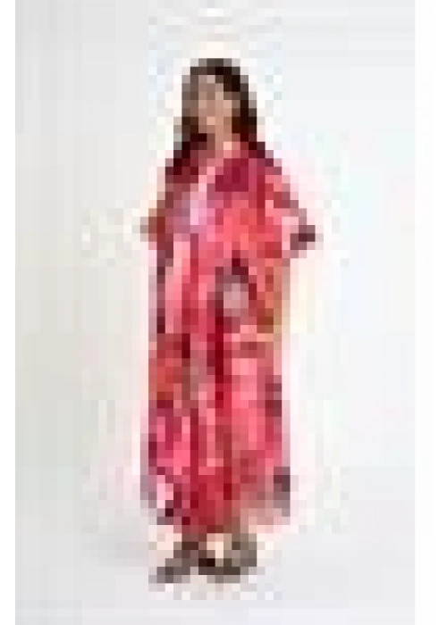 Patterned V-Neck Dress | Red