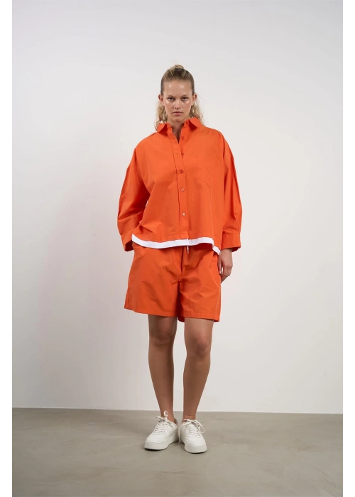 Plus Size Womens Shirt and Shorts Set | Orange