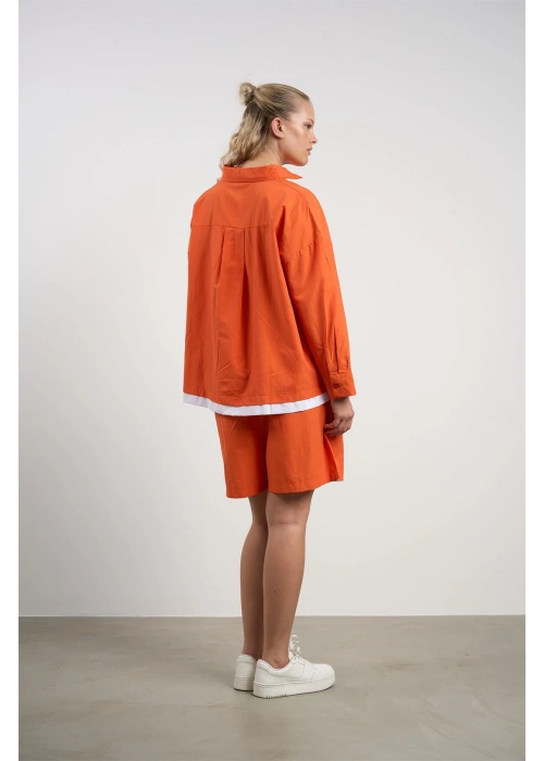 Plus Size Womens Shirt and Shorts Set | Orange