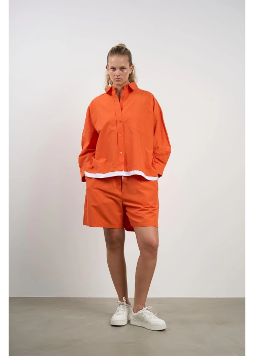Plus Size Womens Shirt and Shorts Set | Orange