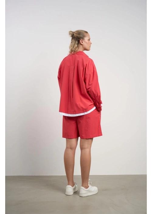 Plus Size Womens Shirt and Shorts Set | Red