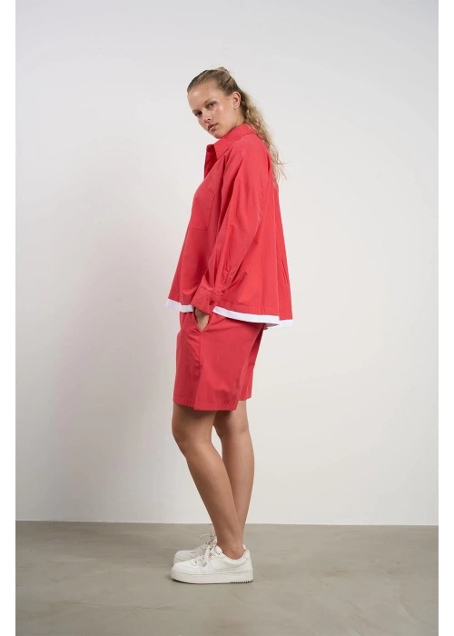 Plus Size Womens Shirt and Shorts Set | Red