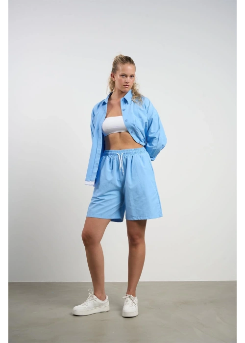 Plus Size Womens Shirt and Shorts Set | Skyblue