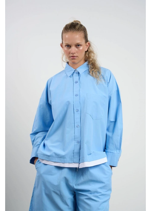 Plus Size Womens Shirt and Shorts Set | Skyblue