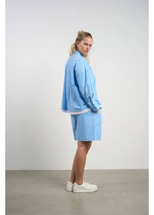 Plus Size Womens Shirt and Shorts Set | Skyblue