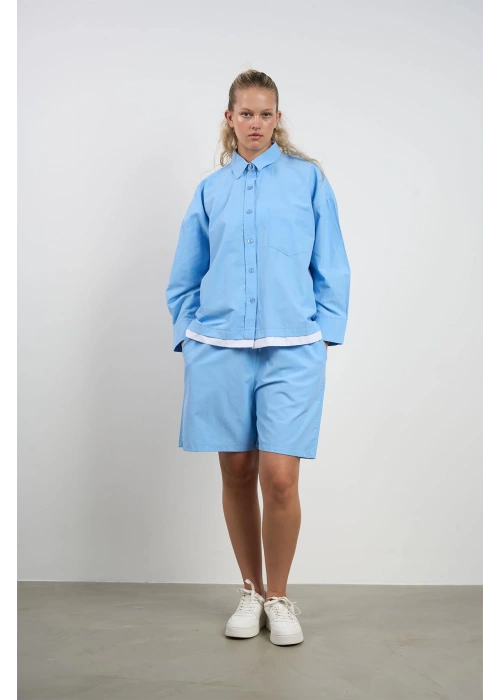 Plus Size Womens Shirt and Shorts Set | Skyblue
