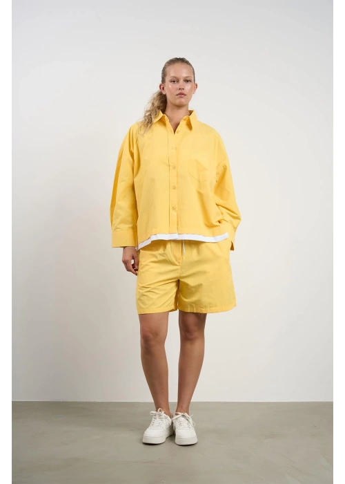 Plus Size Womens Shirt and Shorts Set | Yellow