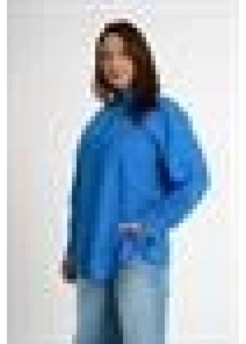 Poplin Shirt with Back Button Detail | Blue