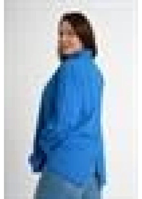 Poplin Shirt with Back Button Detail | Blue