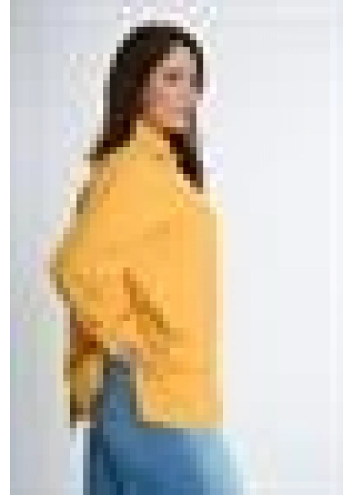 Poplin Shirt with Back Button Detail | Yellow