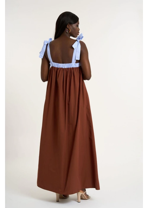 Poplin Strappy Dress | Brown