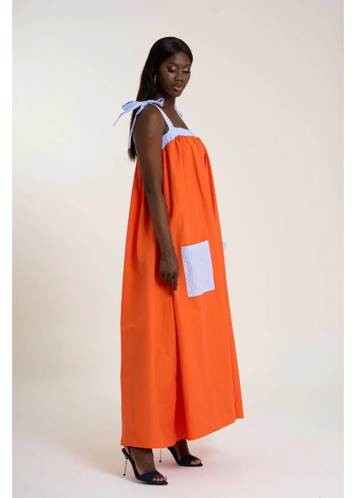 Poplin Strappy Dress | Orange