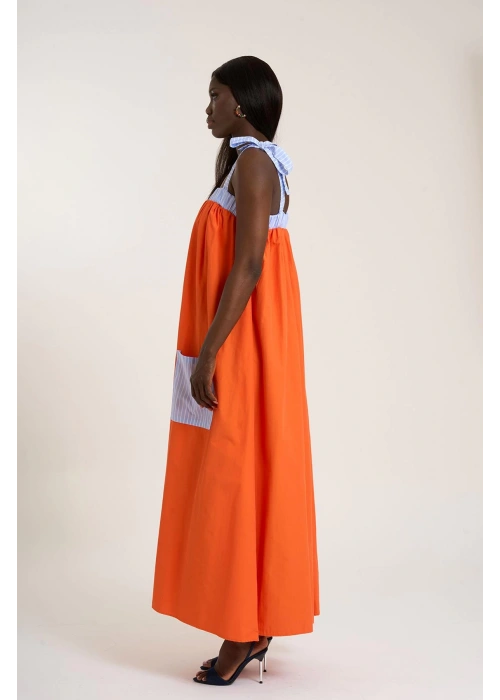Poplin Strappy Dress | Orange