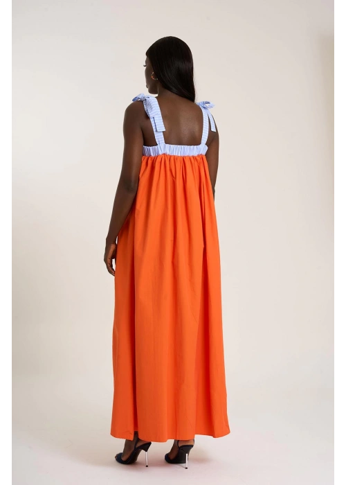 Poplin Strappy Dress | Orange
