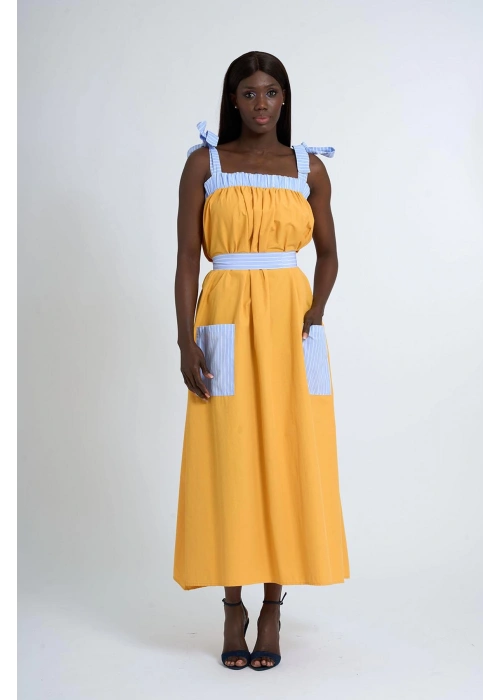 Poplin Strappy Dress | Yellow