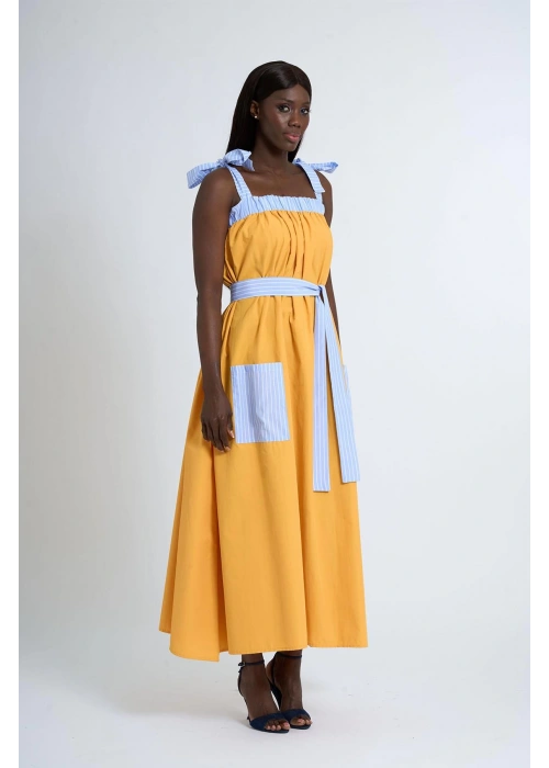 Poplin Strappy Dress | Yellow