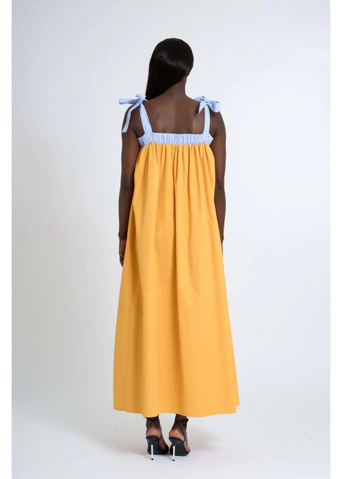 Poplin Strappy Dress | Yellow